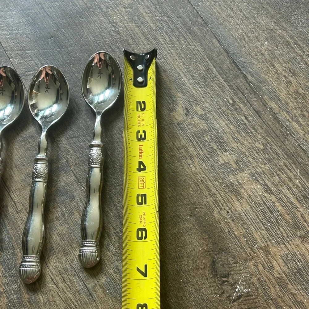 Southern Living Gallery Teaspoon Set of 4 Stainless Flatware Glossy Silver 6.5